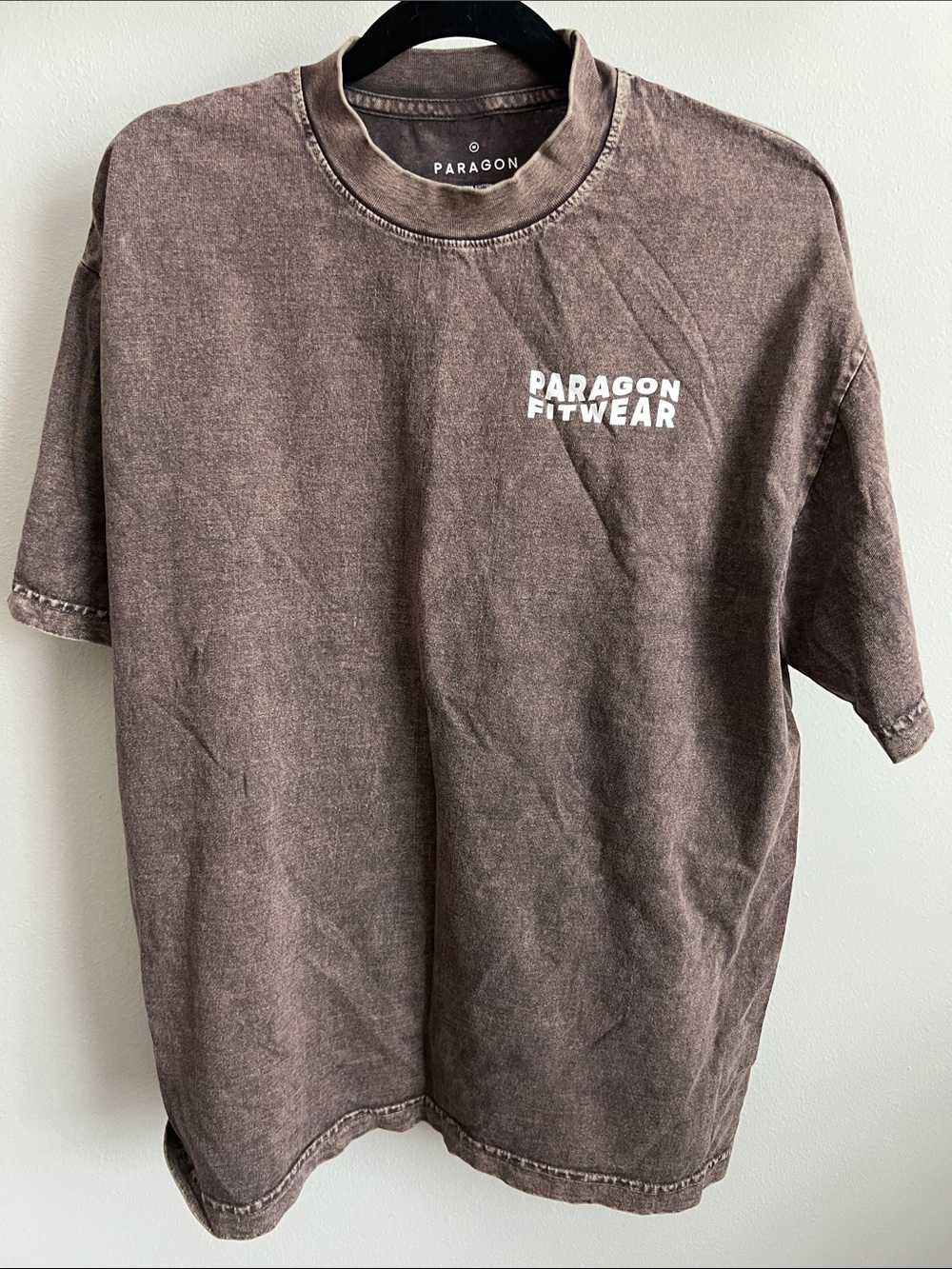 PARAGON Men's Washed Brown Short Sleeve Tee with White Logo